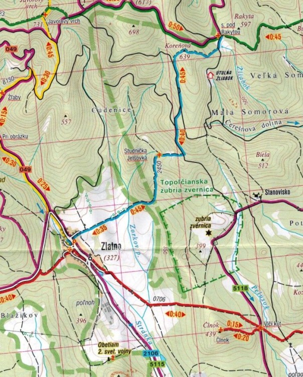 Tribec, Vtacnik / Trybecz, Ptasznik. Mapa turystyczna 483 wydawnictwa Shocart. Fragment 2