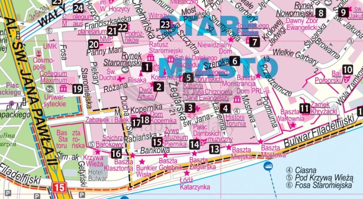 Bydgoszcz i Toruń. Laminowana mapa / Plan miasta + Miniprzewodnik wydawnictwa ExpressMap. Fragment 1