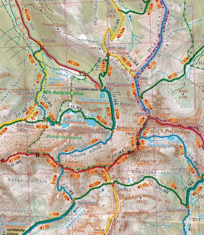 Tatry Zachodnie. Mapa turystyczna 1096 wydawnictwa Shocart. Fragment 2
