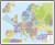 Europa 1:4 500 000. Mapa w ramie drewnianej. Kody pocztowe. Język polski
