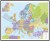 Europa 1:3 750 000. Mapa w ramie drewnianej. Kody pocztowe. Język angielski