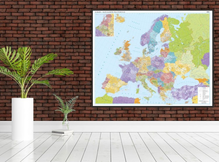 Europa 1:3 000 000. Mapa. Kody pocztowe. Język polski. Wersja do wpinania. Przykład aranżacji