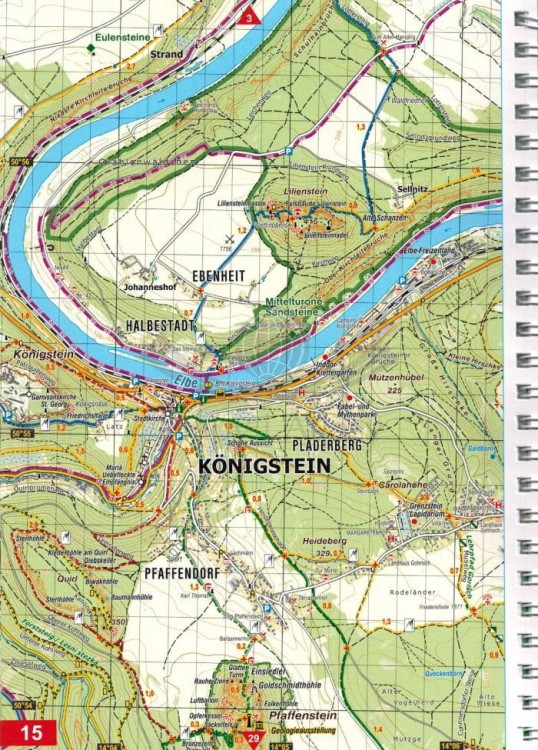 Łabskie piaskowce, Czeska i Saksońska Szwajcaria, Góry Łużyckie / Labske piskovce, Ceske a Saske Svycarsko, Luzicke Hory 1: 25 000. Atlas turystyczny wydawnictwa  Kartografie HP. Fragment 1
