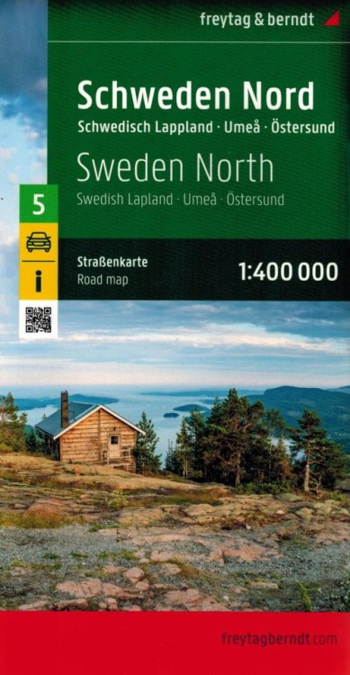 Szwecja Północna / Schweden Nord, Schwedisch Lappland, Umea, Ostersund 1:400 000. Mapa samochodowa 5 wydawnictwa Freytag & Berndt. Okładka