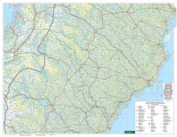 Szwecja Północna / Schweden Nord, Schwedisch Lappland, Umea, Ostersund 1:400 000. Mapa samochodowa 5 wydawnictwa Freytag & Berndt. Druga stronna