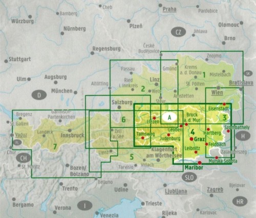Styria 1:200 000. Mapa samochodowo-turystyczna wydawnictwa Freytag & Berndt. Zasięg
