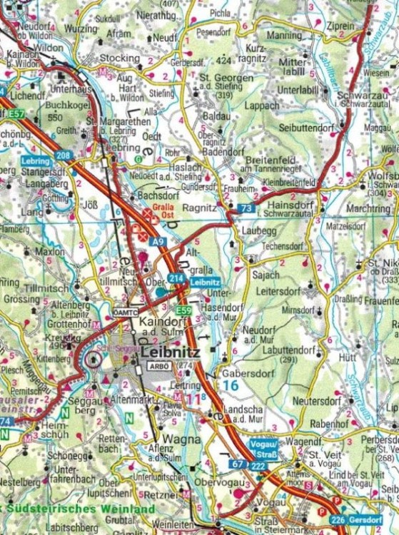 Styria 1:200 000. Mapa samochodowo-turystyczna wydawnictwa Freytag & Berndt. Fragment 2