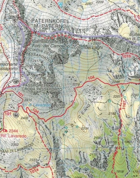 Dolomiti di Auronzo e del Comelico. Wodoodporna mapa turystyczna 017 wydawnictwa Tabacco. Fragment 1
