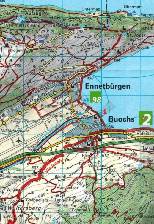 Vierwaldstattersee, Lucerna 1:40 000. Wodoodporna mapa turystyczna wydawnictwa Kompass. Fragment  2