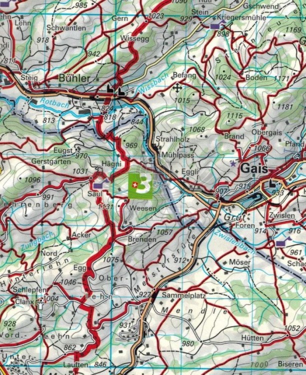 Appenzellerland St. Gallen, Santis 1:40 000. Wodoodporna mapa turystyczna 112 wydawnictwa Kompass. Fragment 1