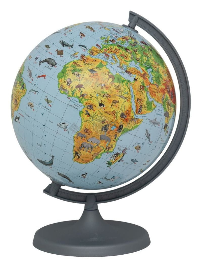 Globus zoologiczny 25 cm + książeczka + aplikacja. Podświetlany