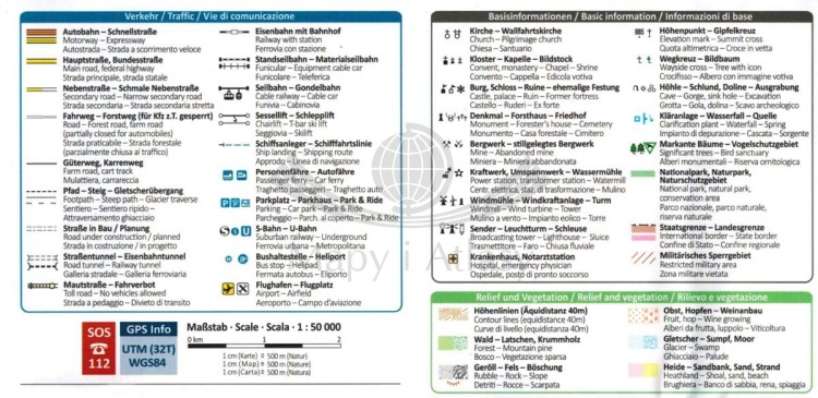 Parco Naturale Alpe Veglia e Alpe Devero Valle Antigorio, Val Formazza. Wodoodporna mapa turystyczna 89 wydawnictwa Kompass. Legenda 1