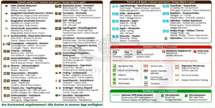 Parco Naturale Alpe Veglia e Alpe Devero Valle Antigorio, Val Formazza. Wodoodporna mapa turystyczna 89 wydawnictwa Kompass. Legenda 2