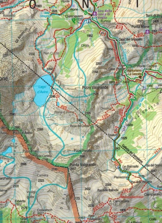 Parco Naturale Alpe Veglia e Alpe Devero Valle Antigorio, Val Formazza. Wodoodporna mapa turystyczna 89 wydawnictwa Kompass. Fragment 1
