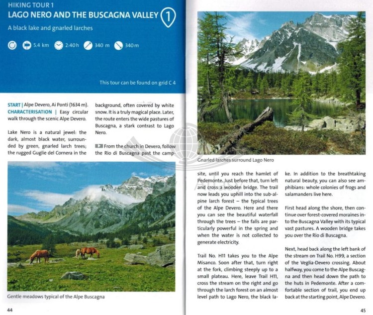 Parco Naturale Alpe Veglia e Alpe Devero Valle Antigorio, Val Formazza. Wodoodporna mapa turystyczna 89 wydawnictwa Kompass. Informator - przykładowa strona 2