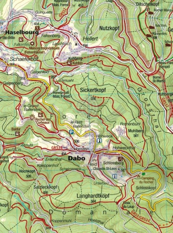 Elsass, Vogesen Nord, Hagenau, Strassburg / Alzacja, cz. północna, Wogezy, Haguenau, Strasbourg. Zestaw dwóch map turystycznych 2220 wydawnictwa Kompass. Mapa 2 - fragment 2