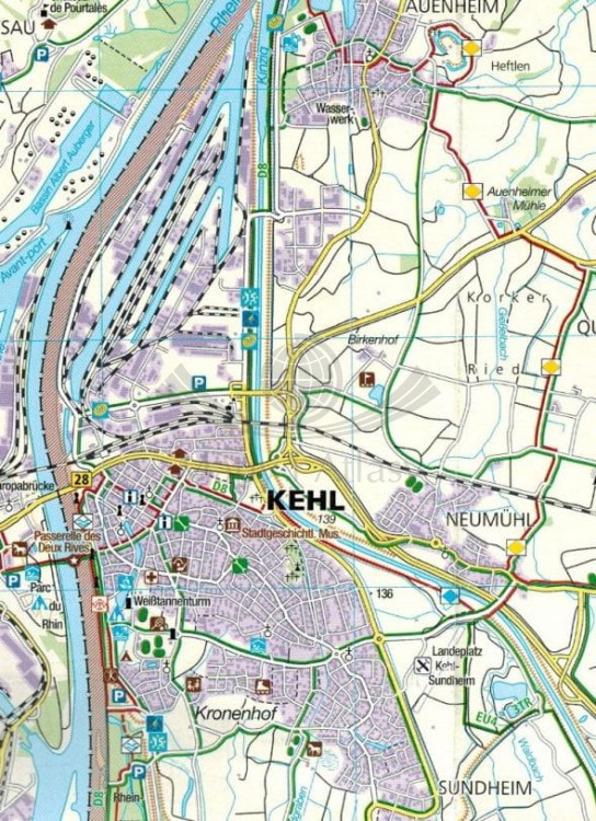 Alzacja, Wogezy cz. środkowa, Strassburg, Colmar /Elsass, Vogesen Mitte. Zestaw dwóch map turystycznych 2221 wydawnictwa Kompass. Mapa pierwsza - Fragment 2