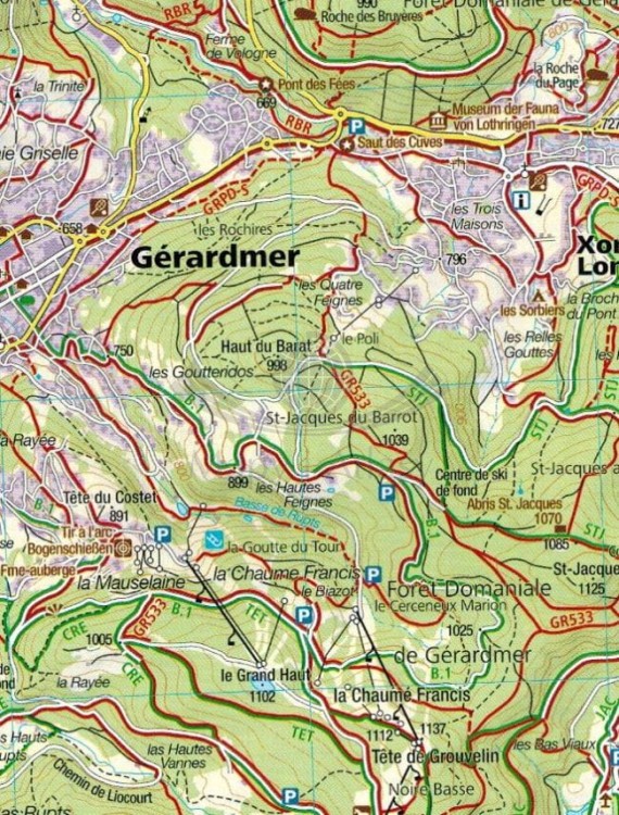Alzacja, Wogezy cz. środkowa, Strassburg, Colmar /Elsass, Vogesen Mitte. Zestaw dwóch map turystycznych 2221 wydawnictwa Kompass. Mapa druga- Fragment 1