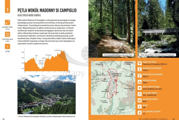 Dolomity Brenta i grupa Adamello- Presanella. 30 tras hikingowych. Przewodnik trekking & hiking wydawnictwa Bezdroża. Przykładowe strony 1