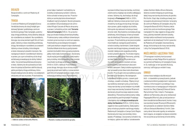 Dolomity Brenta i grupa Adamello- Presanella. 30 tras hikingowych. Przewodnik trekking & hiking wydawnictwa Bezdroża. Przykładowe strony 2