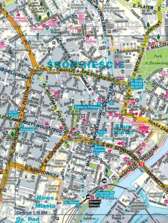Szczecin i Police 1:22 000. Laminowana mapa / plan miasta wydawnictwa ExpressMap. Fragment 2