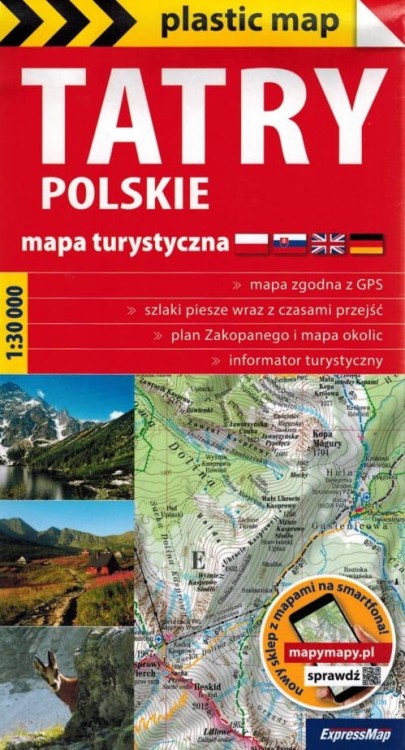 Tatry Polskie 1:30 000 Foliowana mapa turystyczna wydawnictwa ExpressMap. Okładka