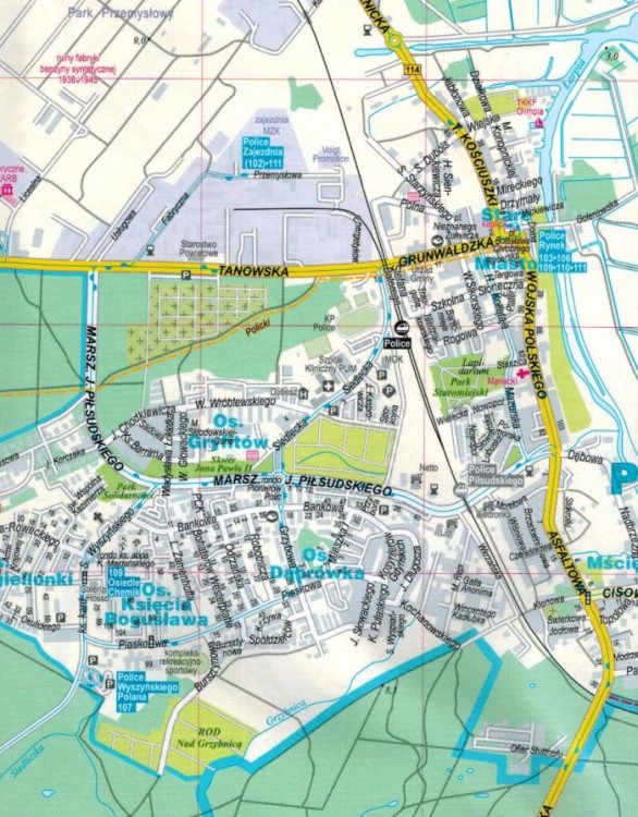 Szczecin, Świnoujście, Police 1:22 000. Foliowana mapa / Plan miasta wydawnictwa ExpressMap. Fragment 2