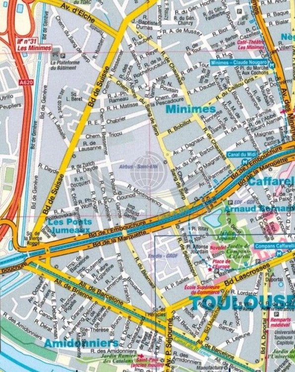 Tuluza / Toulouse 1:15 000. Laminowana mapa / Plan miasta wydawnictwa ExpressMap. Fragment 2