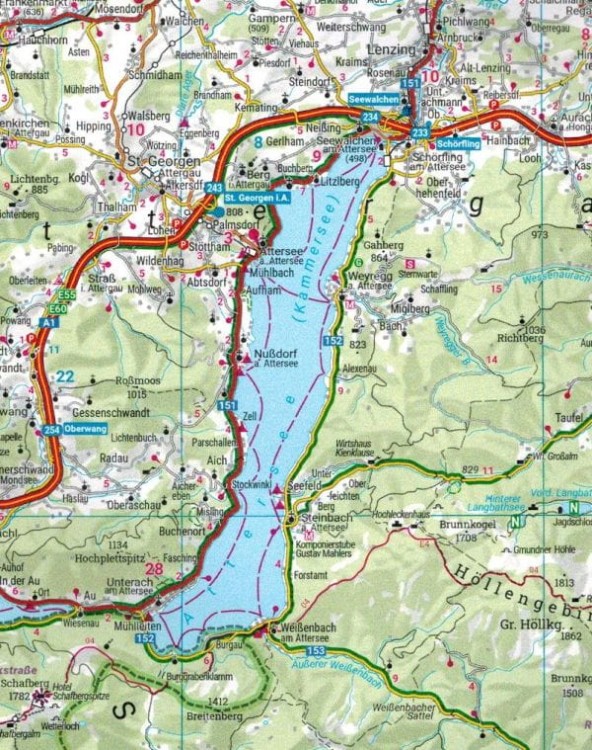 Górna Austria / Oberosterreich - Salzkammergut 1:200 000. Mapa samochodowo-turystyczna /2/ wydawnictwa Freytag & Berndt. Fragment 2