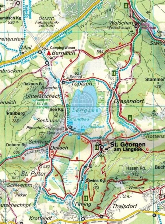 Środkowa Karyntia. Północne okolice Klagenfurtu, Alpy Gurktalskie / Mittelkarnten, Gurktaler Alpen, Friesach, Feldkirchen, St. Veit an der Glan. Mapa turystyczna WK 231 wydawnictwa Freytag & Berndt. Fragment 2