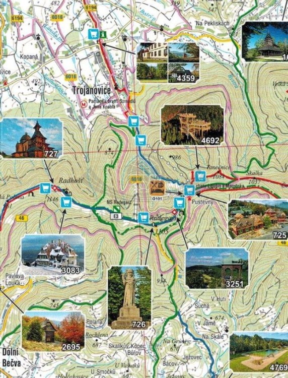 Moravskoslezske Beskydy / Beskid Śląsko-Morawski 1:80 000. Mapa atrakcji turystycznych 17 wydawnictwa Wander Book. Fragment 2