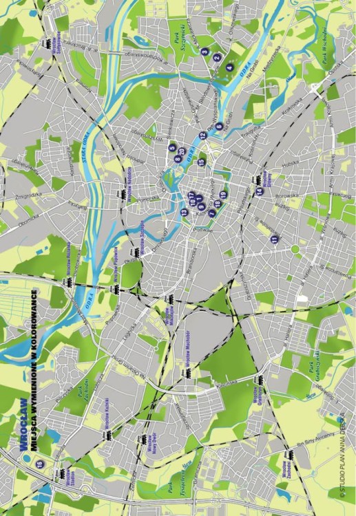 Wrocław. Kolorowanka i ciekawostki wydawnictwa Galileos. Mapa