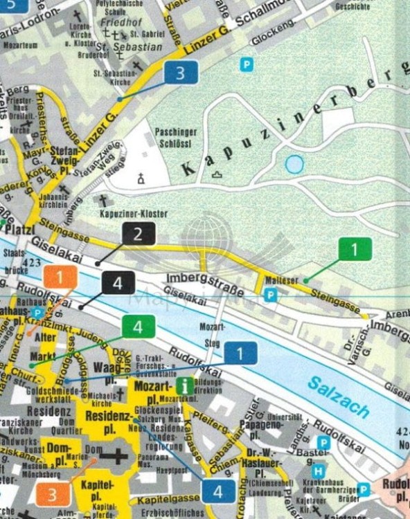 Salzburg 1:8 000. Wodoodporna mapa / plan miasta wydawnictwa Freytag & Berndt. Fragment 1