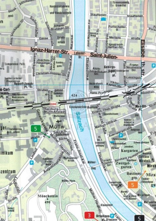 Salzburg 1:8 000. Wodoodporna mapa / plan miasta wydawnictwa Freytag & Berndt. Fragment 2