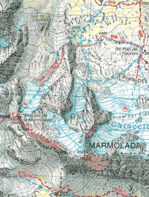 Marmolada, Pelmo, Civetta, Moiazza 1:25 000. Mapa turystyczna 015 wydawnictwaTabacco. Fragment 1