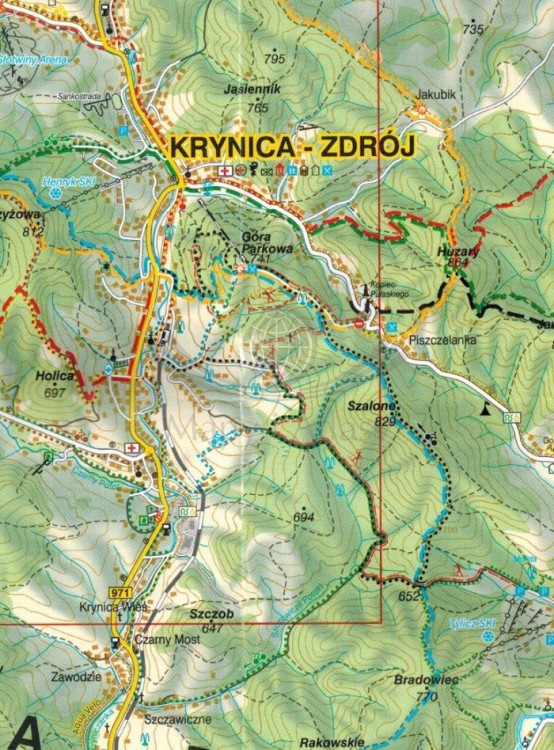 Krynica Zdrój, Muszyna i okolice. Mapa turystyczna wydawnictwa WiT. Fragment 1