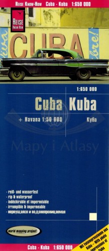 Kuba 1:650 000. Wodoodporna mapa samochodowa-turystyczna wydawnictwa Reise Know-How. Okładka
