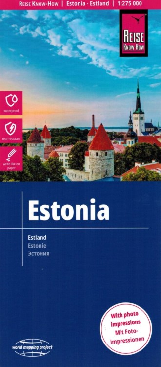 Estonia 1:275 000. Wodoodporna mapa samochodowo-turystyczna wydawnictwa Reise Know-How. Okładka