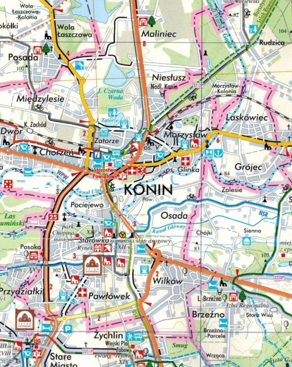 Powiat koniński 1:75 000. Mapa turystyczna wydawnictwa TopNovum. Fragment 1