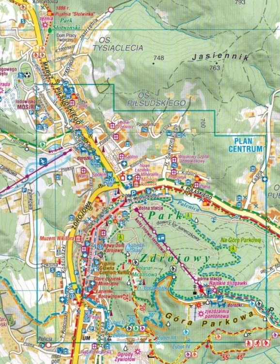 Krynica-Zdrój 1:17 500. Plan miasta / Mapa turystyczna wydawnictwa Compass. Fragment 1