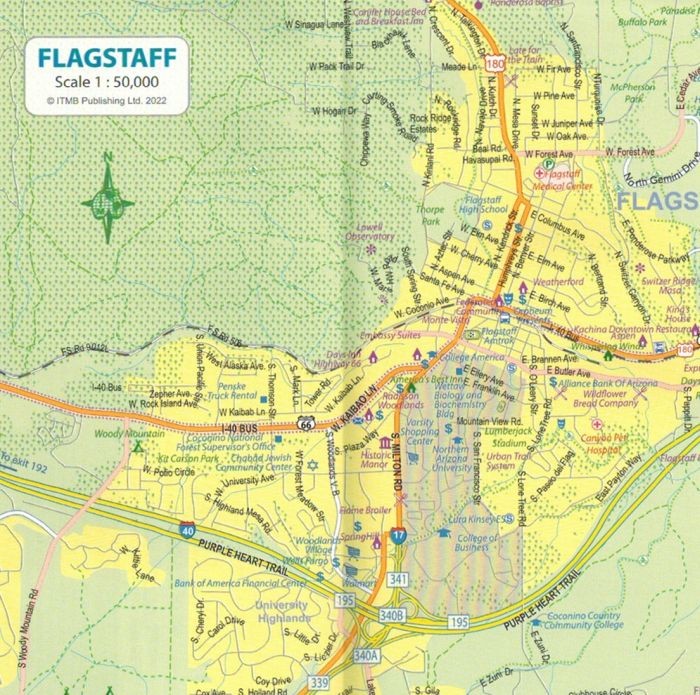 Wielki Kanion Kolorado.  Samochodowo-turystyczna. Wydawnictwa ITMB. Plan Flagstaff