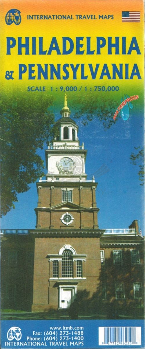 Filadelfia i Pensylwania. Wodoodporna mapa samochodowo-turystyczna / Plan miasta. ITMB