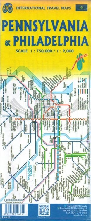 Filadelfia. Wodoodporna mapa samochodowo-turystyczna wydawnictwa ITMB. Okładka tył