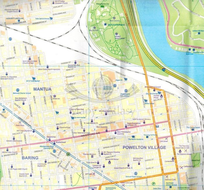 Filadelfia. Wodoodporna mapa samochodowo-turystyczna wydawnictwa ITMB. Fragment 3