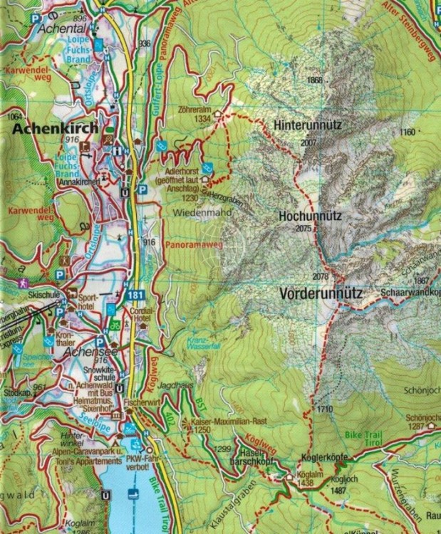 Karwendelgebirge. Wodoodporna mapa turystyczna wydawnictwa Kompass. Fragment 2