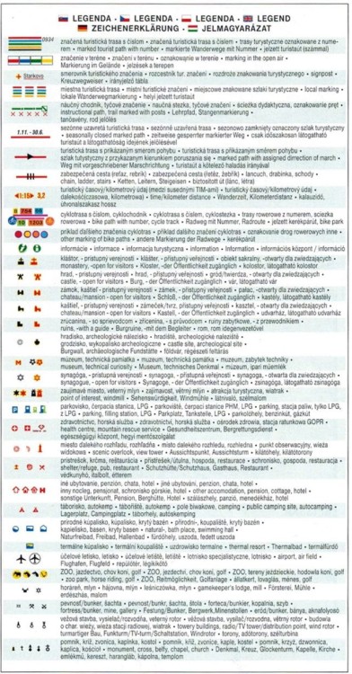 Magura Spiska. Mapa turystyczna 1107 wydawnictwa Shocart. Legenda 1
