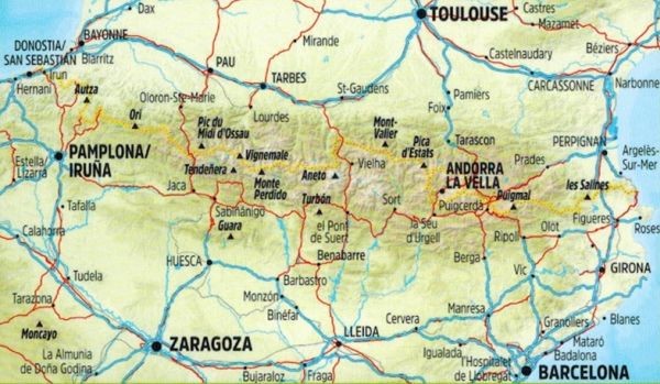 Pireneje 1:350 000. Mapa turystyczna wydawnictwa Editorial Alpina. Zasięg