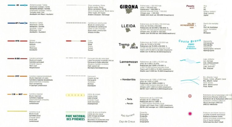 Pireneje 1:350 000. Mapa turystyczna wydawnictwa Editorial Alpina. Legenda 2