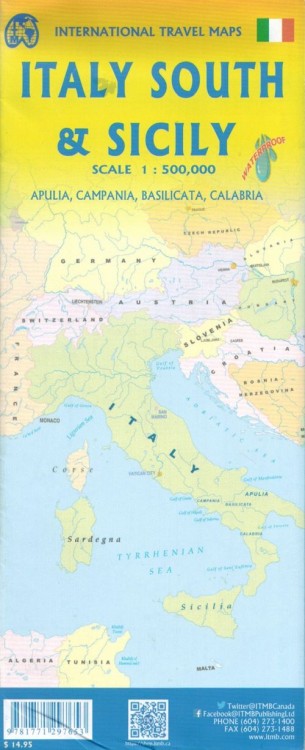 Sycylia i Włochy Południowe. Wodoodporna mapa samochodowo-turystyczna wydawnictwa ITMB. Okładka tył