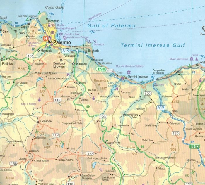 Sycylia i Włochy Południowe. Wodoodporna mapa samochodowo-turystyczna wydawnictwa ITMB. Fragment 2